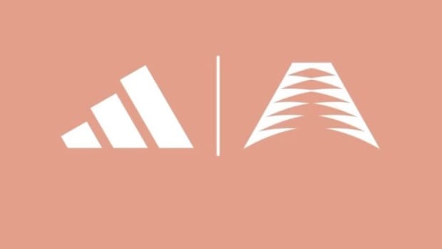 Adidas and Anthony Edwards pink and white logos.
